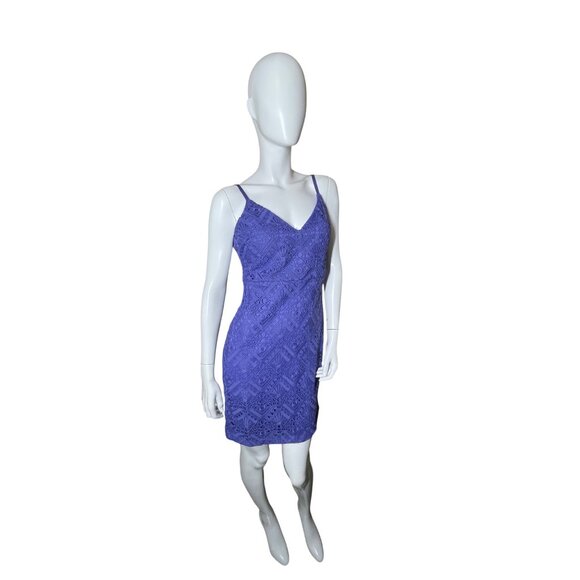 Guess Women's Dress size 8 (M) Purple Sleeveless Lace Mini Dress Spaghetti Strap - Picture 8 of 15